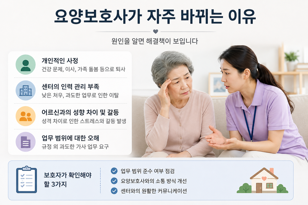 요양보호사 자주 바뀌는 이유｜방문요양센터 바꿔야 할까? 교체 전 확인사항 썸네일