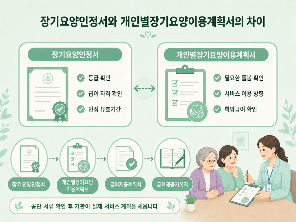 장기요양인정서와 개인별장기요양이용계획서 차이
