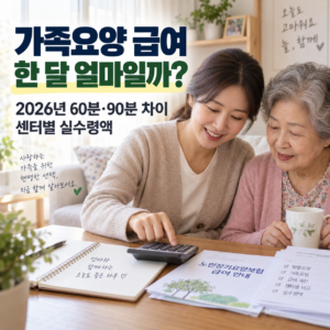 2026 가족요양 급여 한 달 얼마일까? 60분·90분 월급과 센터별 실수령액 차이 썸네일